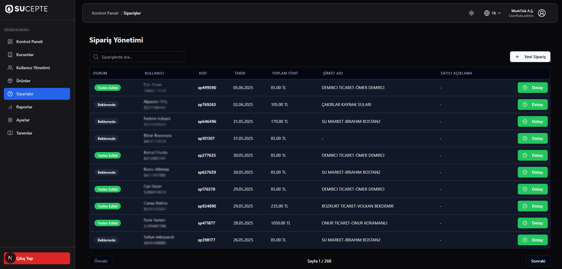 Sucepte Mobil Uygulama Arayüzü